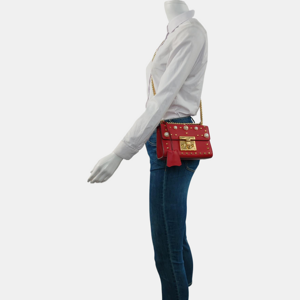 Authenticated pre-owned Padlock Small Calfskin Red - Crossbody Bag at Looply