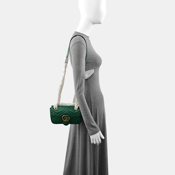 GG Marmont Small Quilted Calfskin Green