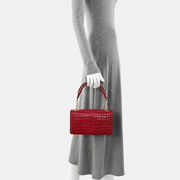 Calfskin Top Handle Bag Red