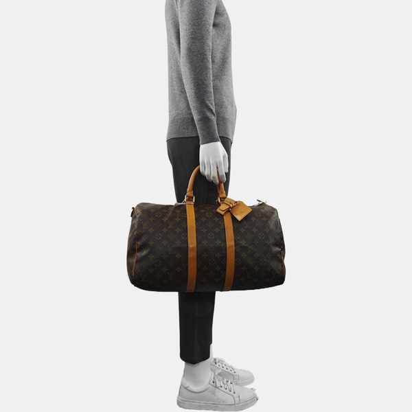 KEEPALL 45 Monogram Coated Canvas Brown