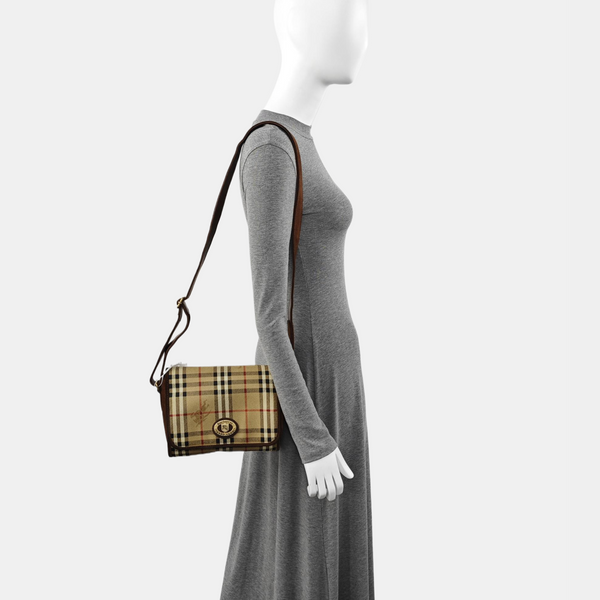 Coated Canvas Shoulder Bag Brown