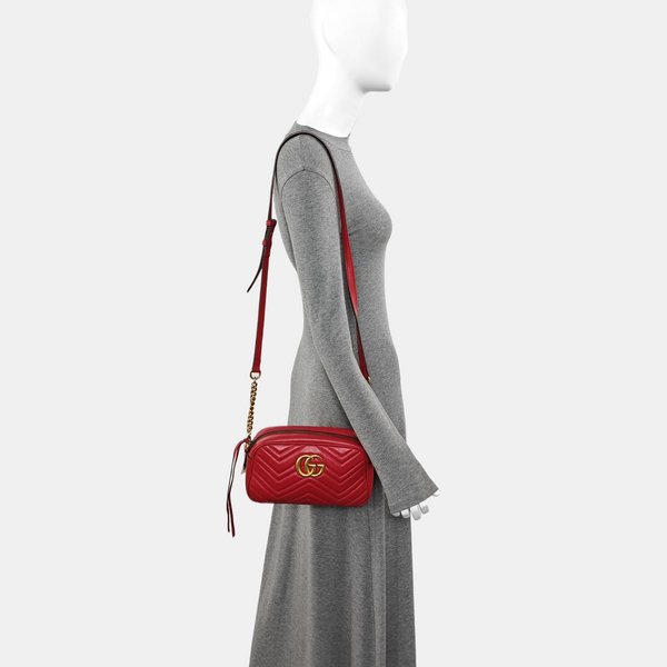 GG Marmont Small Quilted Calfskin Red