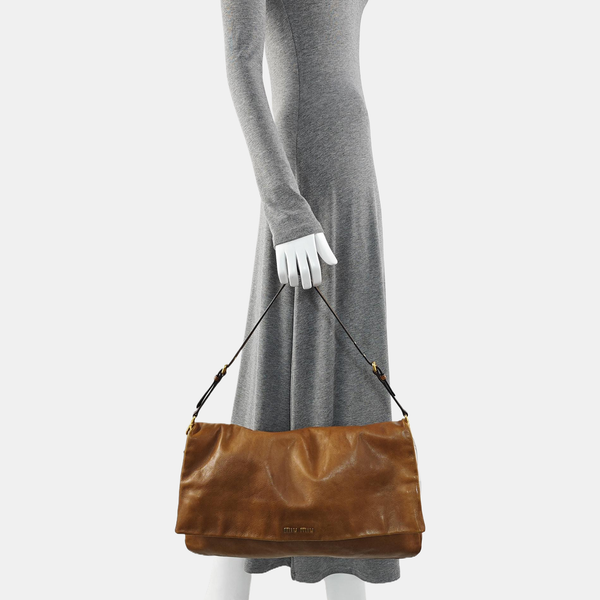Calfskin Shoulder Bag Brown