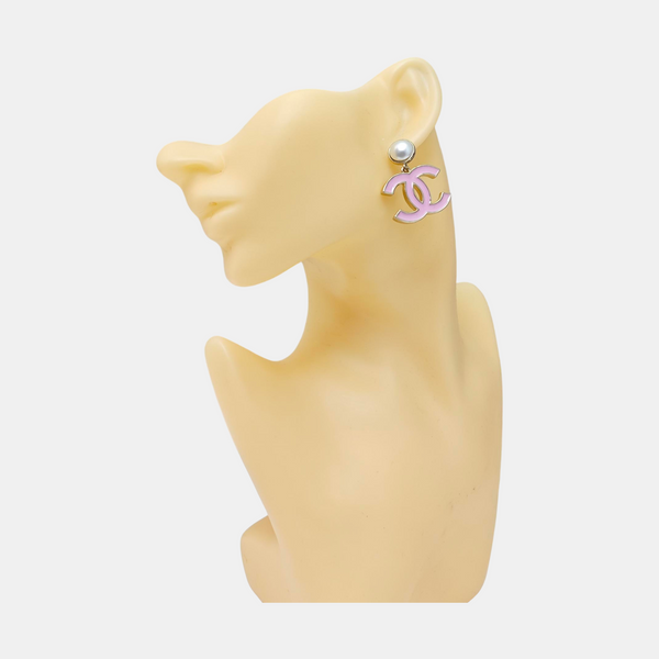Metal Pink Stud Earrings