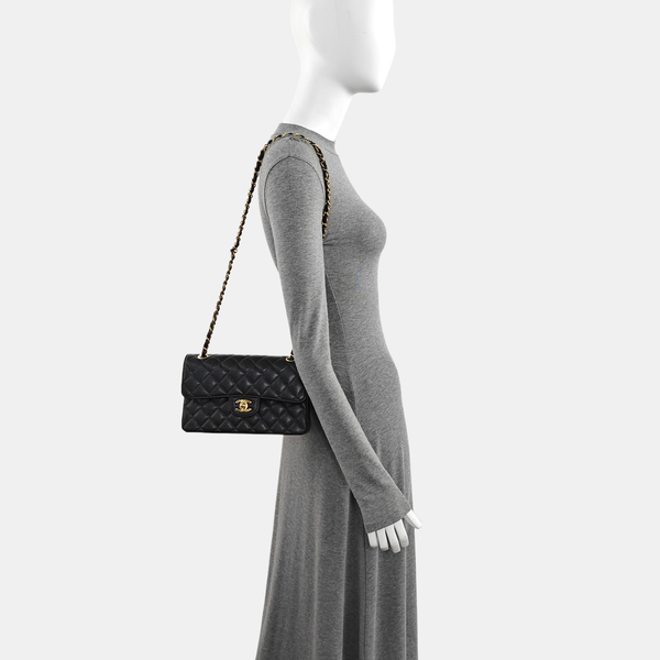 CLASSIC FLAP Small Quilted Grained Calfskin Black