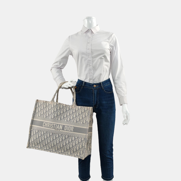 Book Tote Large Oblique Canvas Gray