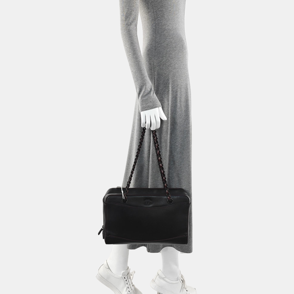 Calfskin Top Handle Bag Black