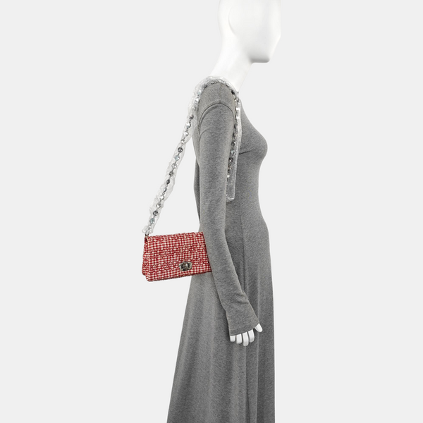 Bolso bandolera de tela acolchada rojo