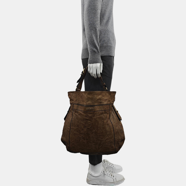 Calfskin Shoulder Bag Brown