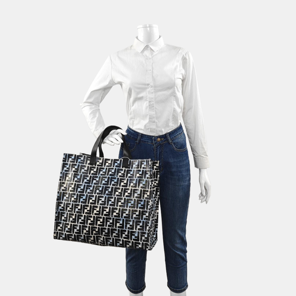 Coated Canvas Tote Bag Blue