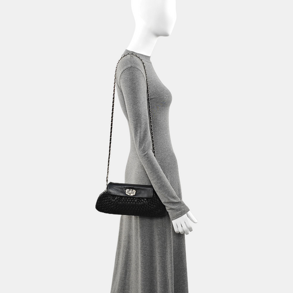 Quilted Lambskin Shoulder Bag Black