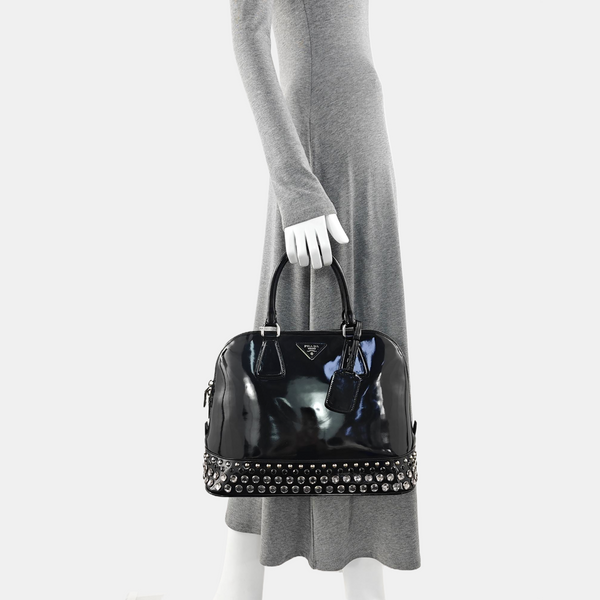 Patent Leather Top Handle Bag Black