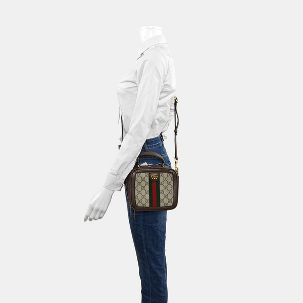 Ophidia Mini Monogram Coated Canvas Beige