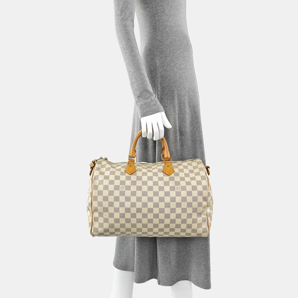 SPEEDY 35 Damier Azur Coated Canvas White