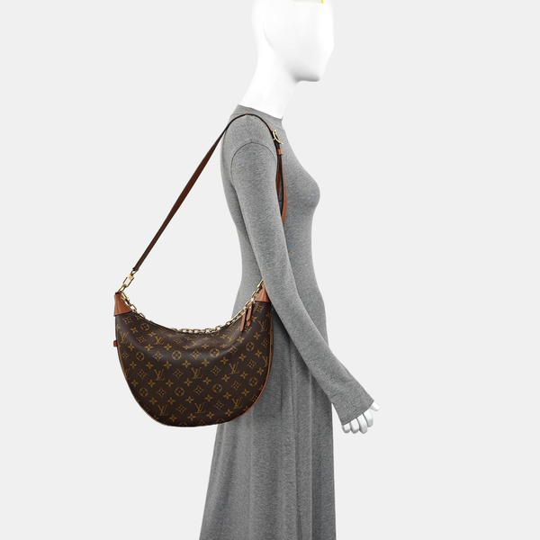 LOOP HOBO Monogram Coated Canvas Brown