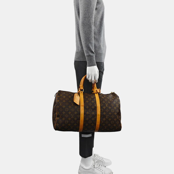 KEEPALL 45 Monogram Coated Canvas Brown
