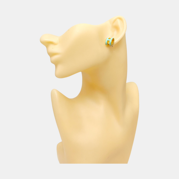 Pop H Metal Blue Stud Earrings