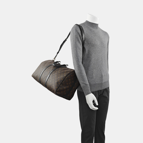 KEEPALL 45 Monogram Coated Canvas Brown