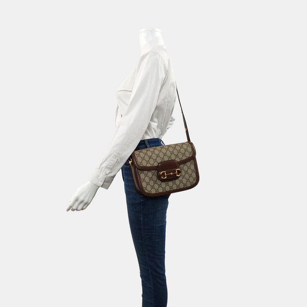 Horsebit 1955 Medium Monogram Coated Canvas Beige