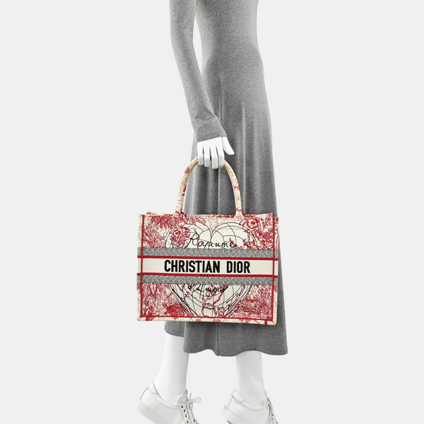 Book Tote Medium Fabric Red