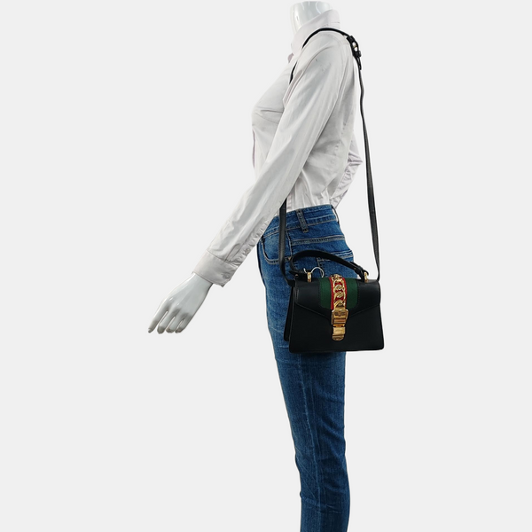 Authenticated pre-owned Sylvie Mini Calfskin Black - Shoulder Bag at Looply