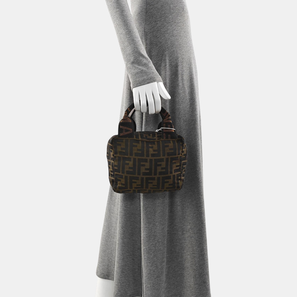 Fabric Top Handle Bag Brown