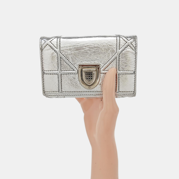 Diorama Calfskin Silver Wallet