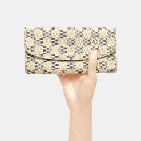 SARAH Damier Azur Coated Canvas White Wallet