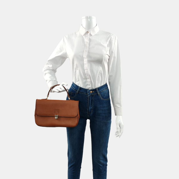 Calfskin Top Handle Bag Brown