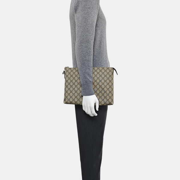 Monogram Coated Canvas Clutch Brown