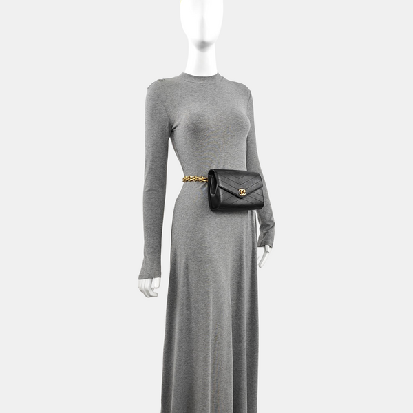 Quilted Calfskin Belt Bag Black