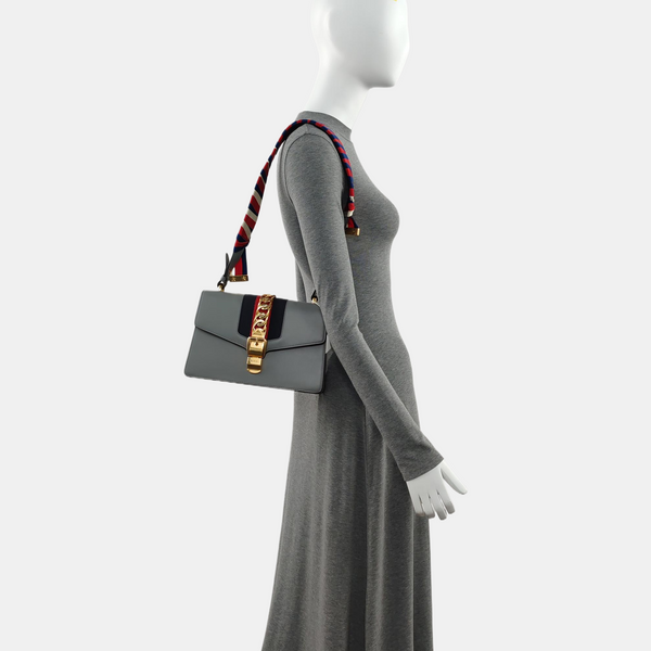 Authenticated pre-owned Sylvie Small Calfskin Grey - Shoulder Bag at Looply