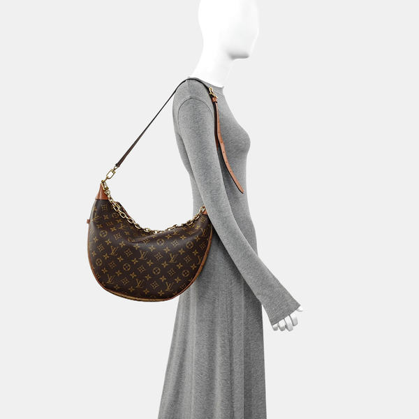 LOOP HOBO Monogram Coated Canvas Brown
