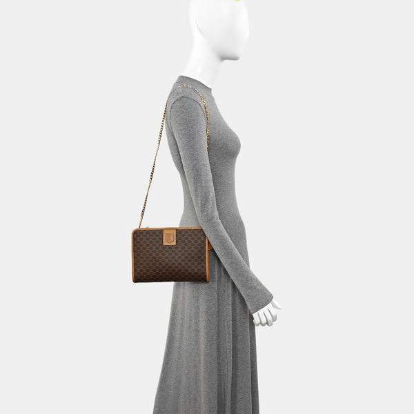 Coated Canvas Clutch Brown