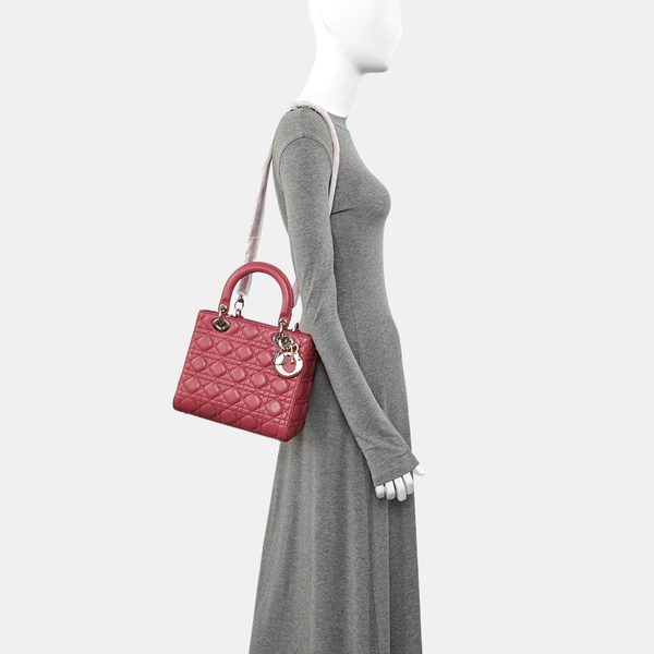 Lady Dior Medium Cannage Lambskin Red