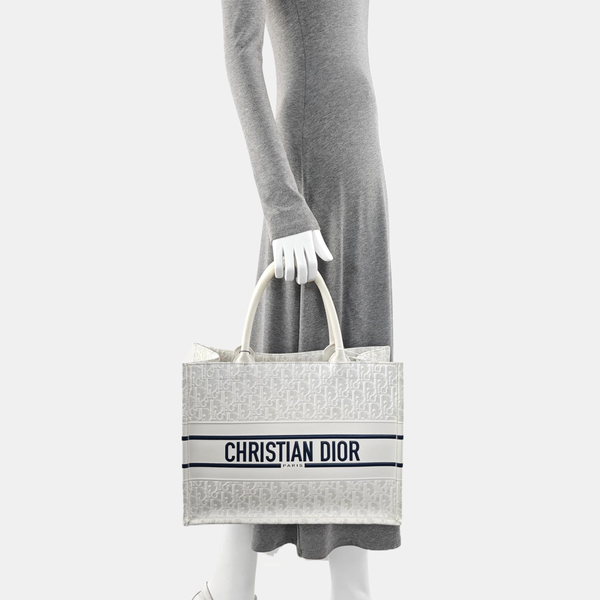 Book Tote Medium Oblique Calfskin White
