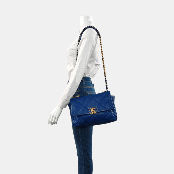 CHANEL 19 Large Quilted Lambskin Blue
