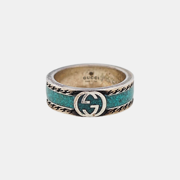 Interlocking G 925 Sterling Silver Ring HK 12