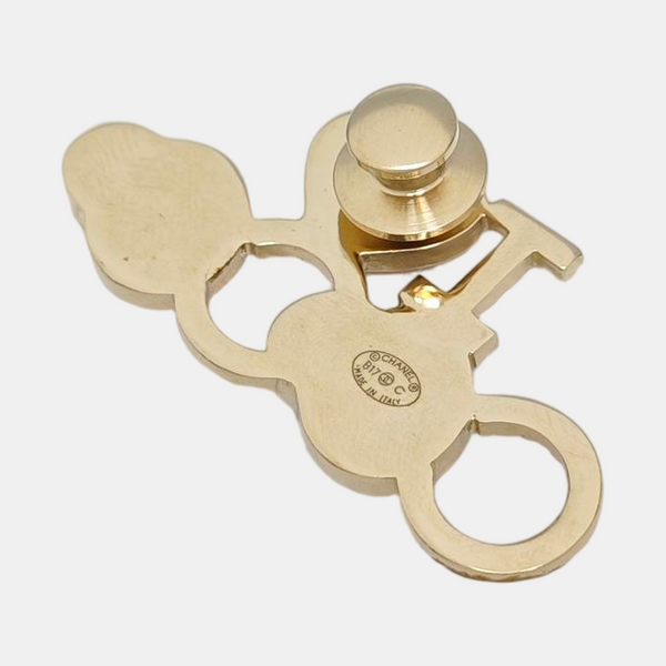 CC Logo Metal Gold Brooch
