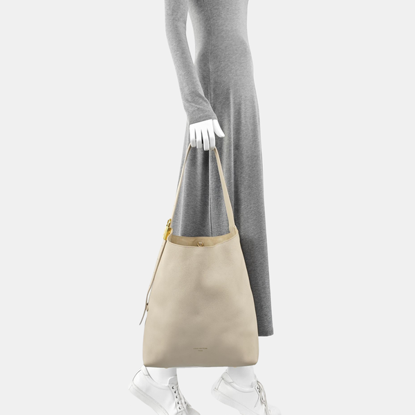 LOW KEY HOBO MM Monogram Calfskin Beige