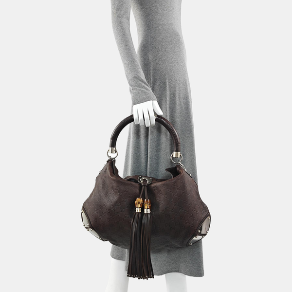 Monogram Calfskin Top Handle Bag Brown