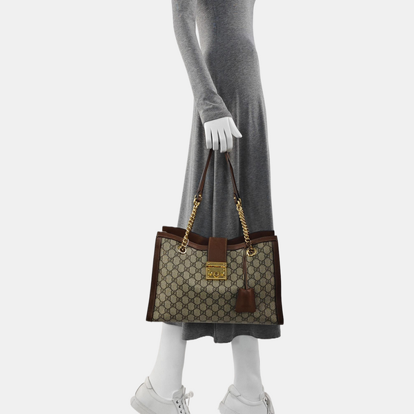 Padlock Medium Monogram Coated Canvas Beige
