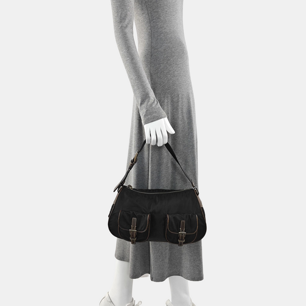 Nylon Top Handle Bag Black