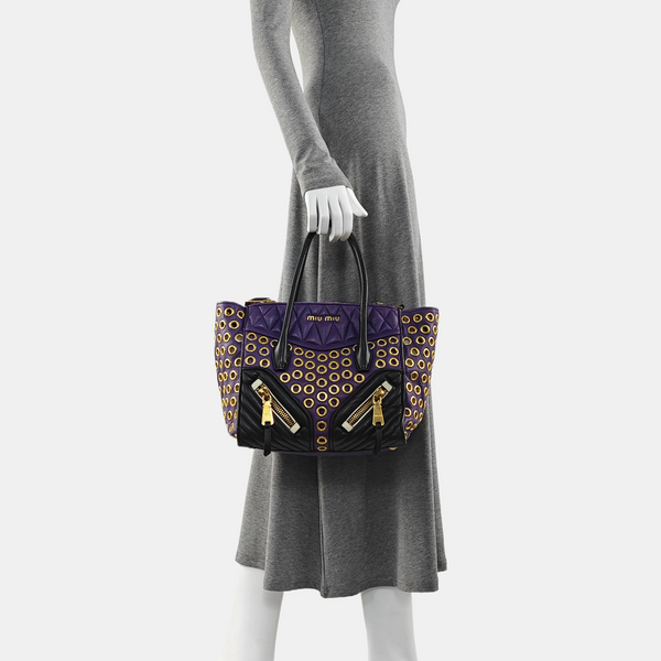Zipper Wallet Quilted Lambskin Purple