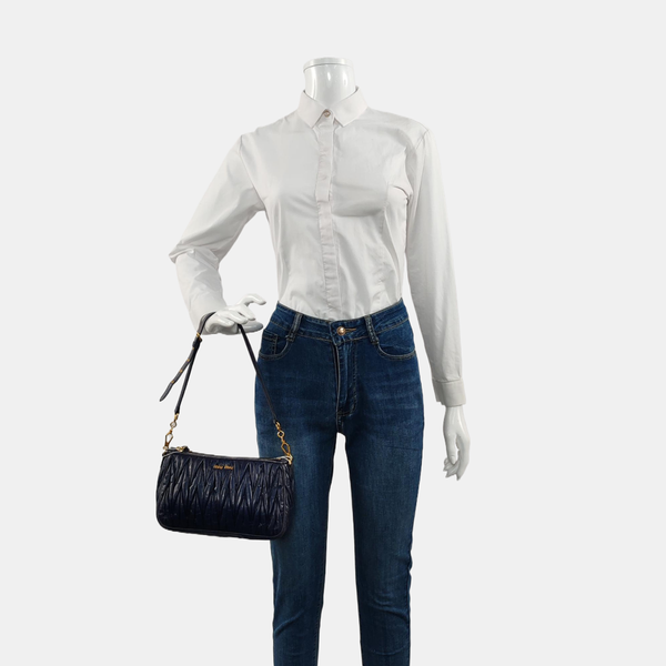 Quilted Lambskin Shoulder Bag Blue