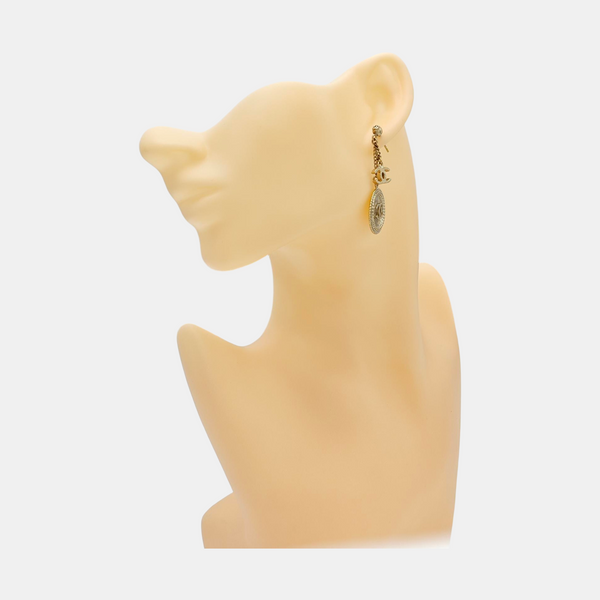 CC Logo Metal Gold Stud Earrings