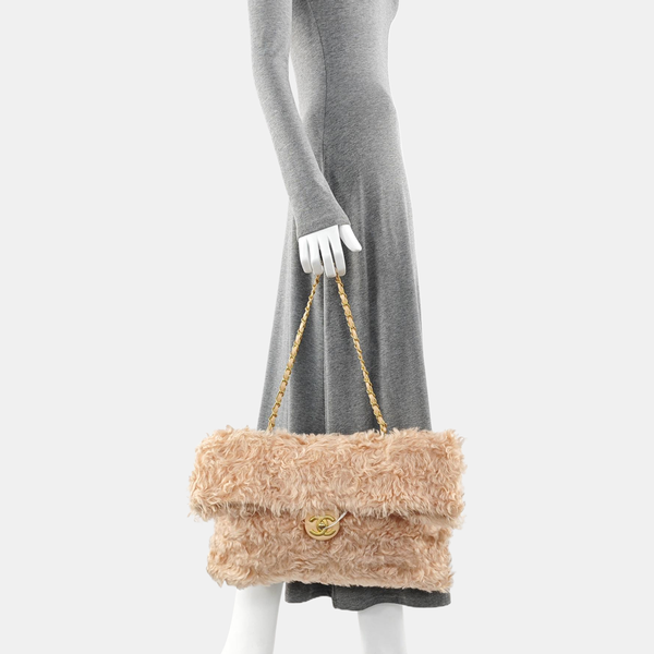 Sheepskin Top Handle Bag Pink