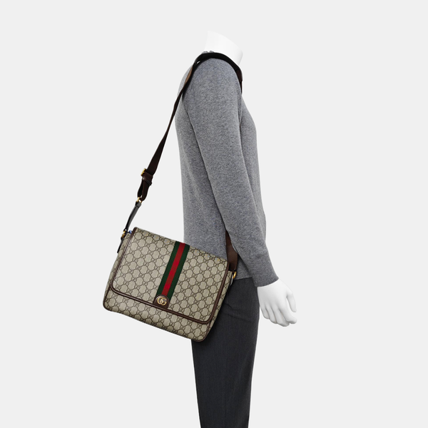 Ophidia Small Monogram Coated Canvas Beige