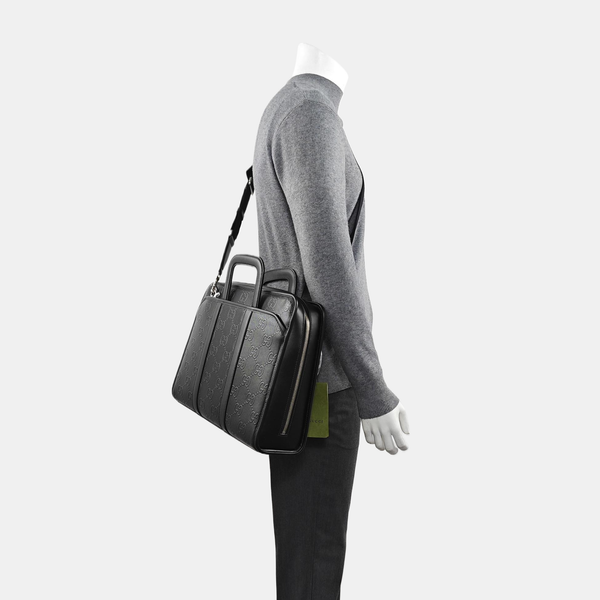Monogram Calfskin Shoulder Bag Black