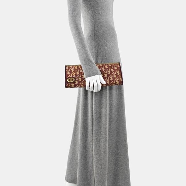 Oblique Canvas Clutch Beige